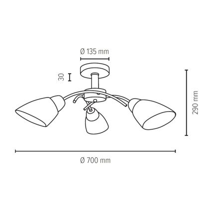 Lustre monté en surface VILETTA 3xE27/60W/230V chêne - certifié FSC