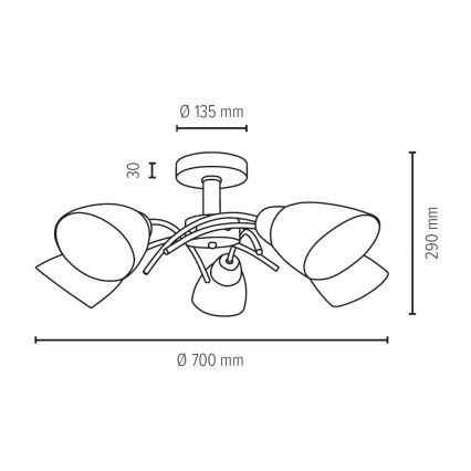 Lustre monté en surface VILETTA 5xE27/40W/230V chêne - certifié FSC