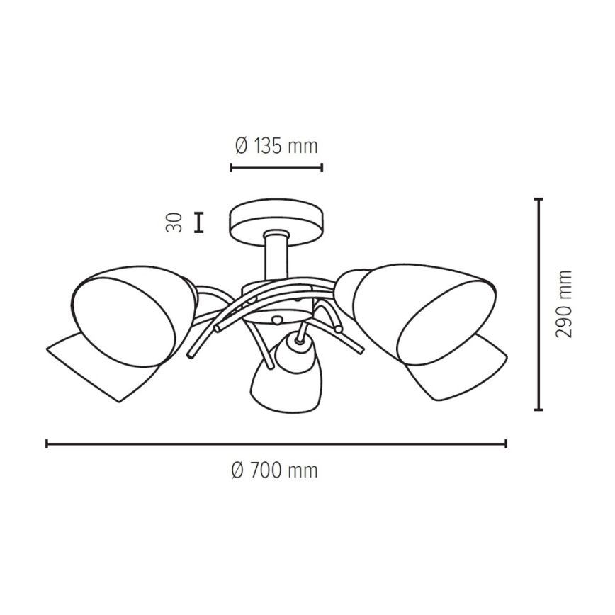 Lustre monté en surface VILETTA 5xE27/40W/230V chêne - certifié FSC