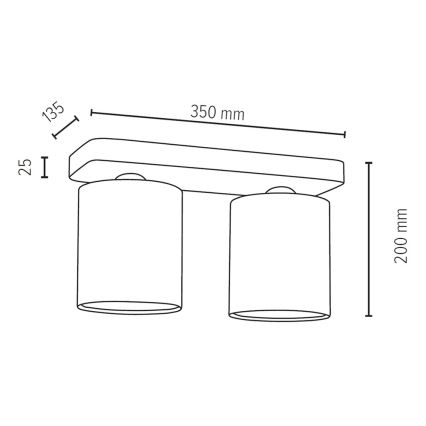 Plafonnier JENTA 2xE27/25W/230V chêne - certifié FSC