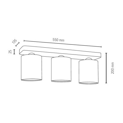 Plafonnier JENTA 3xE27/25W/230V chêne - certifié FSC