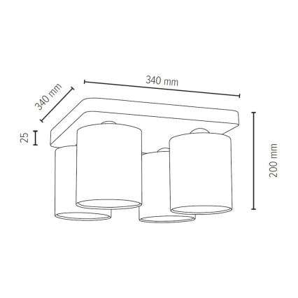 Plafonnier JENTA 4xE27/25W/230V chêne mat - certifié FSC