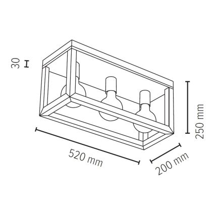 Plafonnier KAGO 3xE27/60W/230V chêne mat - certifié FSC