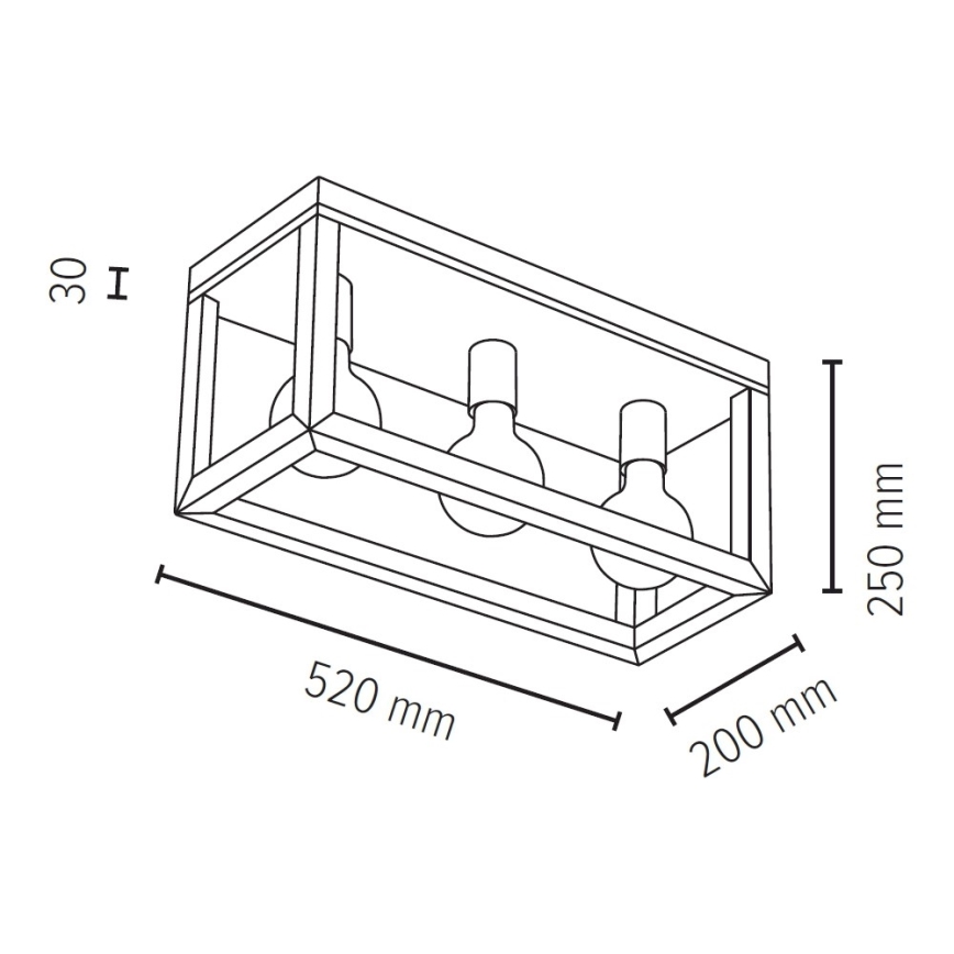Plafonnier KAGO 3xE27/60W/230V chêne mat - certifié FSC
