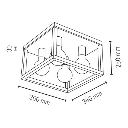 Plafonnier KAGO 4xE27/60W/230V chêne mat - certifié FSC