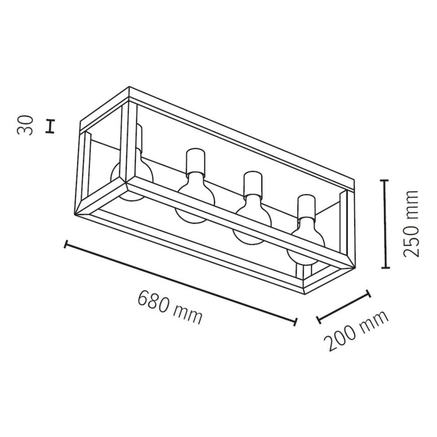 Plafonnier KAGO 4xE27/60W/230V chêne mat - certifié FSC