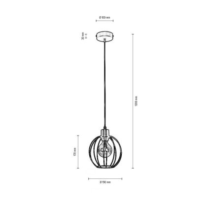 Suspension filaire BERIS 1xE27/60W/230V - certifié FSC