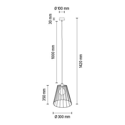 Suspension filaire ORAZIO 1xE27/60W/230V chêne - certifié FSC