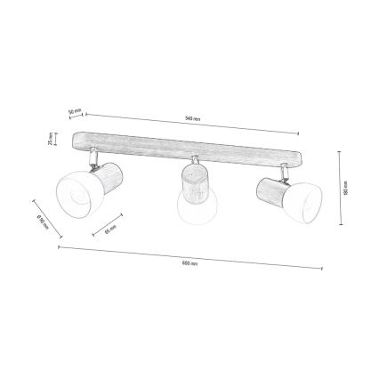 Spot de plafond NEL 3xE27/15W/230V pin - certifié FSC