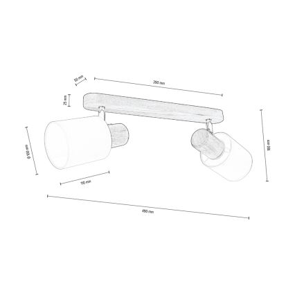 Spot de plafond TRENDY 2xE27/15W/230V pin - certifié FSC