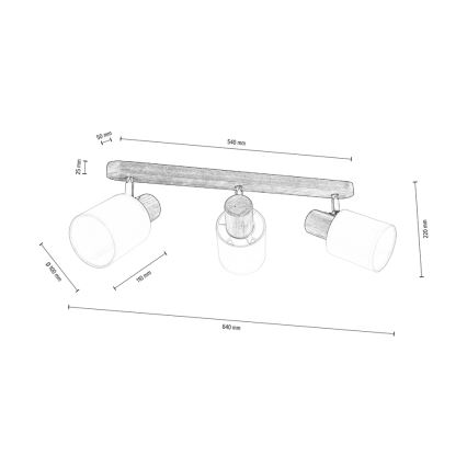 Spot de plafond TRENDY 3xE27/15W/230V pin - certifié FSC