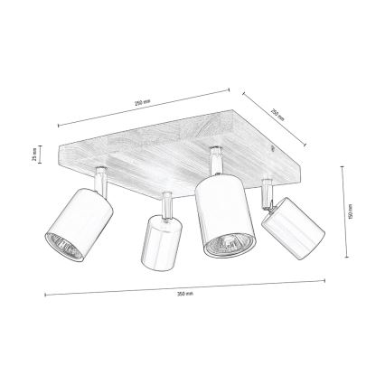 Spot de plafond MANARA 4xGU10/5W/230V pin - certifié FSC