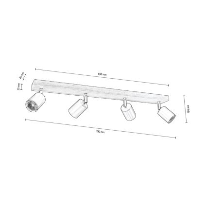 Spot de plafond MANARA 4xGU10/5W/230V pin