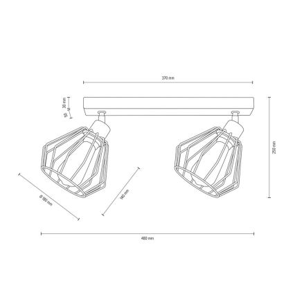 Spot de plafond VENTI 2xE27/15W/230V chêne - certifié FSC