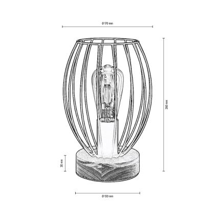 Lampe de table GUNNAR 1xE27/25W/230V chêne - certifié FSC