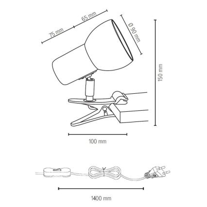 Lampe à pince SVENDA 1xE27/60W/230V chêne/noir