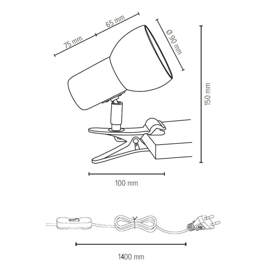 Lampe à pince SVENDA 1xE27/60W/230V chêne/noir