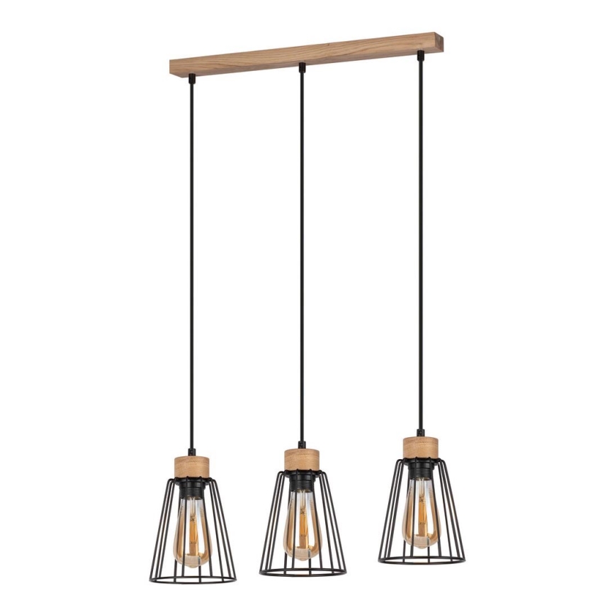 Spot-Light - Suspension filaire ORAZIO 3xE27/60W/230V chêne
