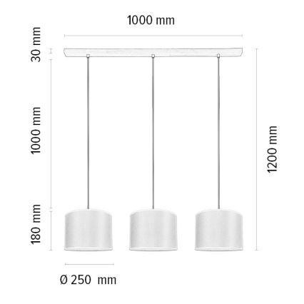 Suspension filaire BENITA 3xE27/40W/230V blanc/chêne – FSC certifié