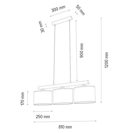 Suspension filaire MERCEDES 3xE27/40W/230V marron/chêne – FSC certifié