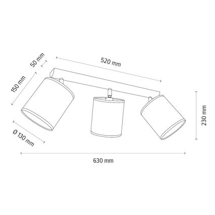 Spot BENITA 3xE27/25W/230V chêne – FSC certifié