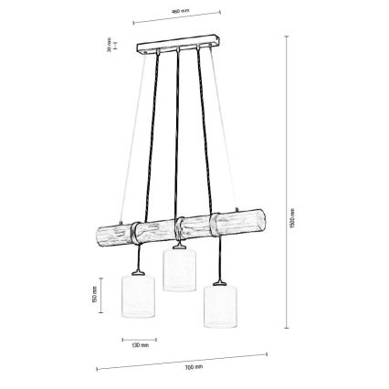 Suspension filaire TRENO 3xE27/25W/230V pin – FSC certifié