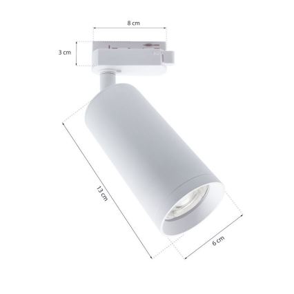 Spot MICA pour système de rail 1xGU10/25W/230V monophase blanc