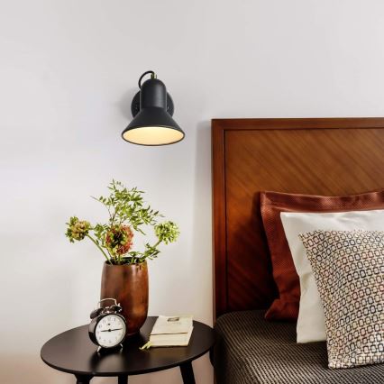 Spot mural ASTAMA 1xE27/40W/230V noir/laiton