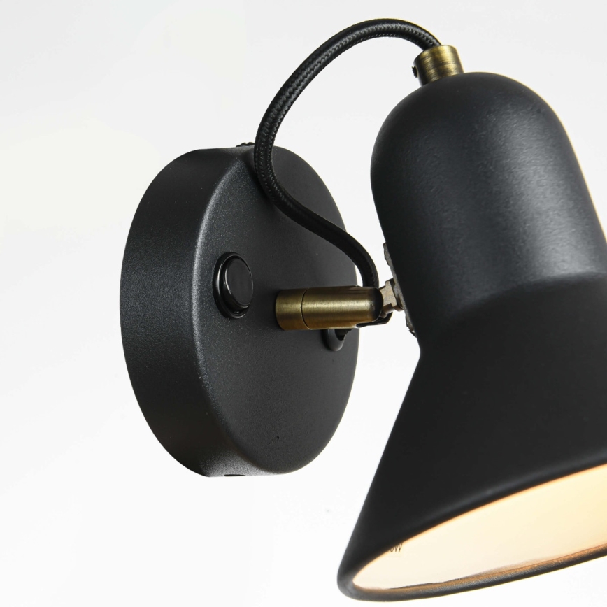 Spot mural ASTAMA 1xE27/40W/230V noir/laiton