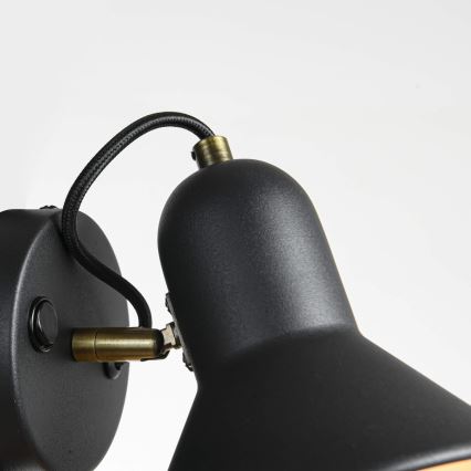 Spot mural ASTAMA 1xE27/40W/230V noir/laiton