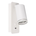 Spot mural avec chargeur USB 1xGU10/35W/230V blanc