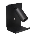 Spot mural avec étagère et USB chargeur 1xGU10/35W/230V noir