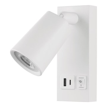 Spot mural avec USB LED/5W/230V blanc