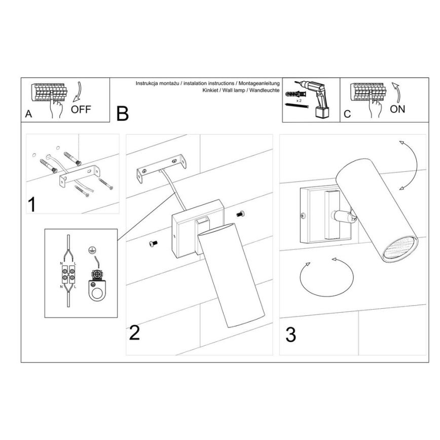 Spot mural DIREZIONE 1xGU10/40W/230V blanc