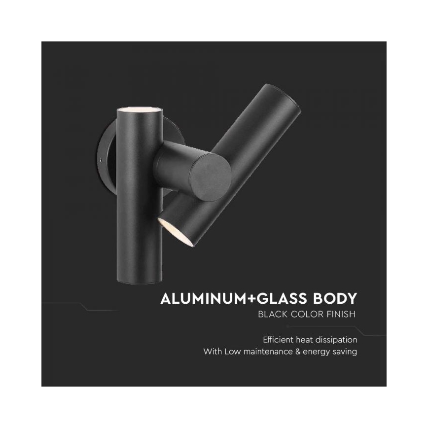 Spot mural extérieur flexible 2xLED/3W/230V 4000K IP44 noir