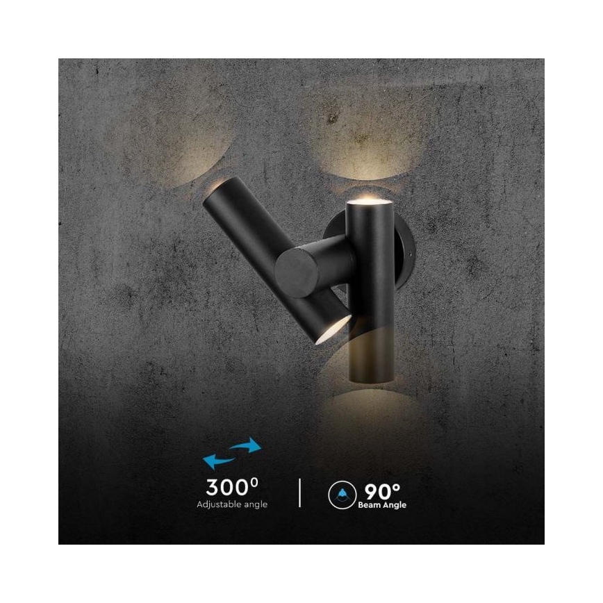 Spot mural extérieur flexible 2xLED/3W/230V 4000K IP44 noir