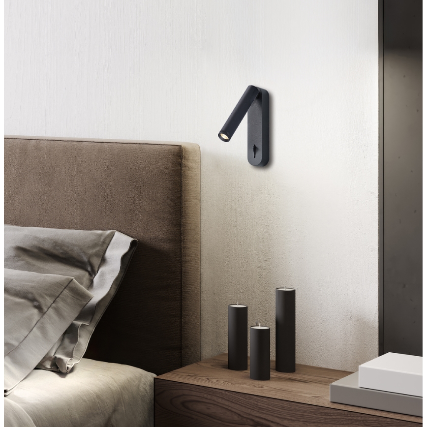 Spot mural LED ABRIEL, 6 W, 230 V, noir