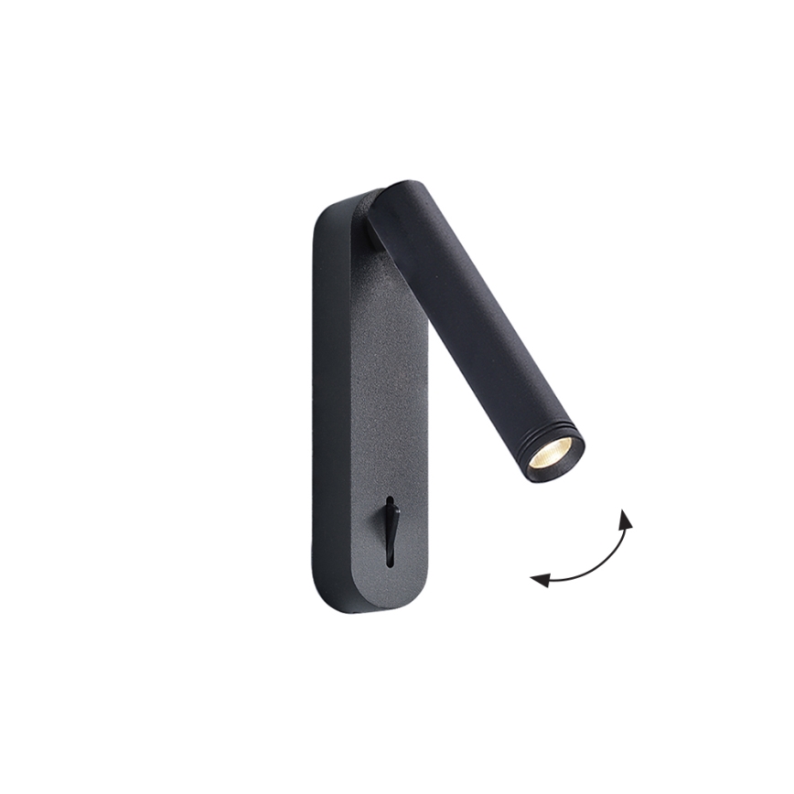 Spot mural LED ABRIEL, 6 W, 230 V, noir