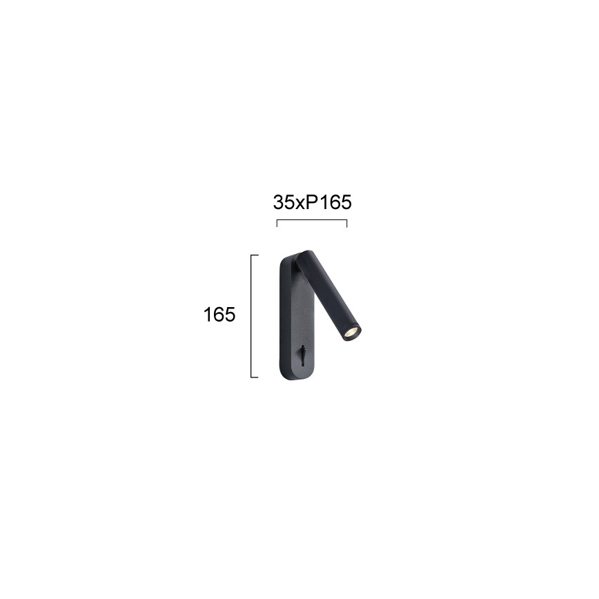 Spot mural LED ABRIEL, 6 W, 230 V, noir
