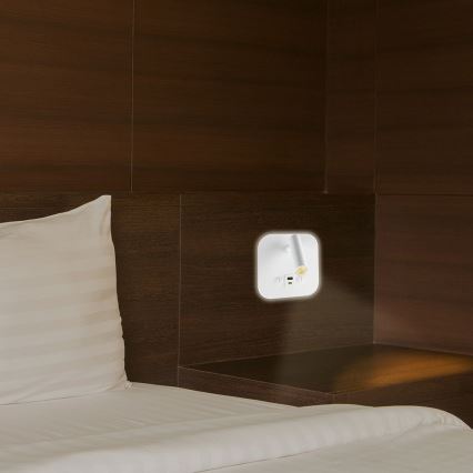 Spot mural LED avec port USB, 8 W, 230 V, 3000 K, blanc