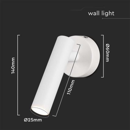 Spot mural LED LED/2W/230V 3000K blanc