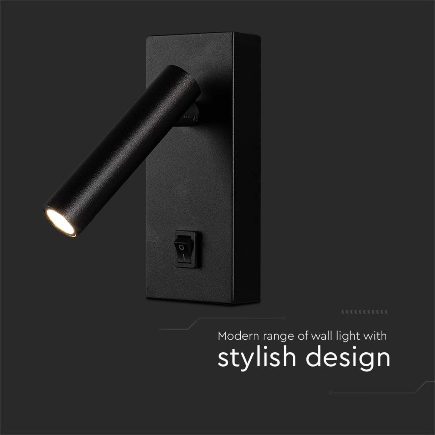 Spot mural LED LED/2W/230V 4000K noir