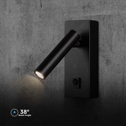 Spot mural LED LED/2W/230V 4000K noir