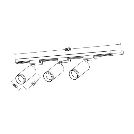 Spot pour rail PIPE 3xGU10/10W/230V blanc