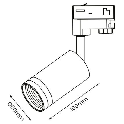 Spot pour système de rail 3 phase PIPE 1xGU10/25W/230V blanc