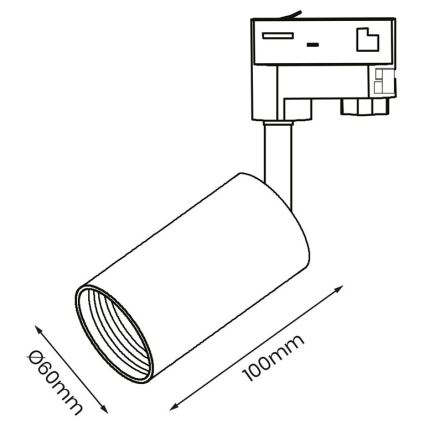 Spot pour système de rail 3 phase PIPE 1xGU10/25W/230V blanc