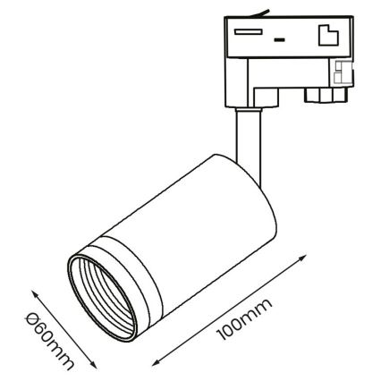 Spot pour système de rail 3 phases PIPE 1xGU10/25W/230V noir