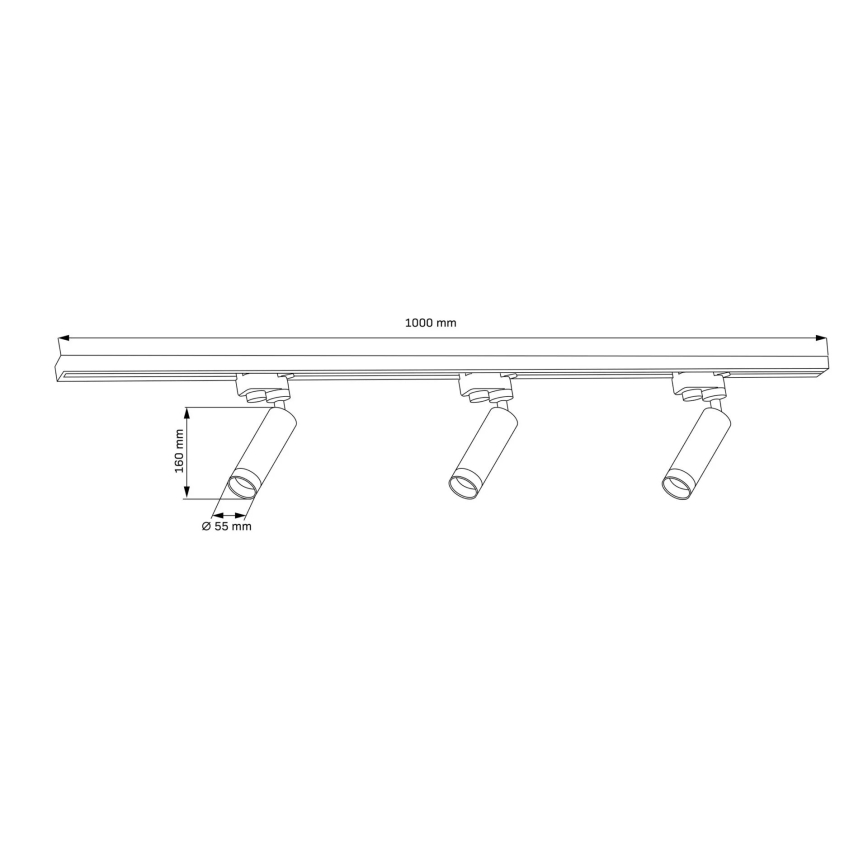 Spot pour système de rail FADO 3xGU10/10W/230V + 1 m système de rail blanc