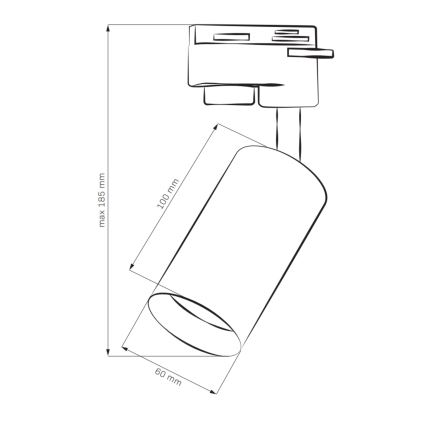 Spot pour système de rail MARIBEL 3xGU10/10W/230V +1 m rail système noir