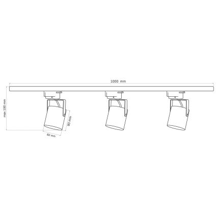 Spot pour système de rail MINOR 3xGU10/10W/230V + 1 m rail système blanc